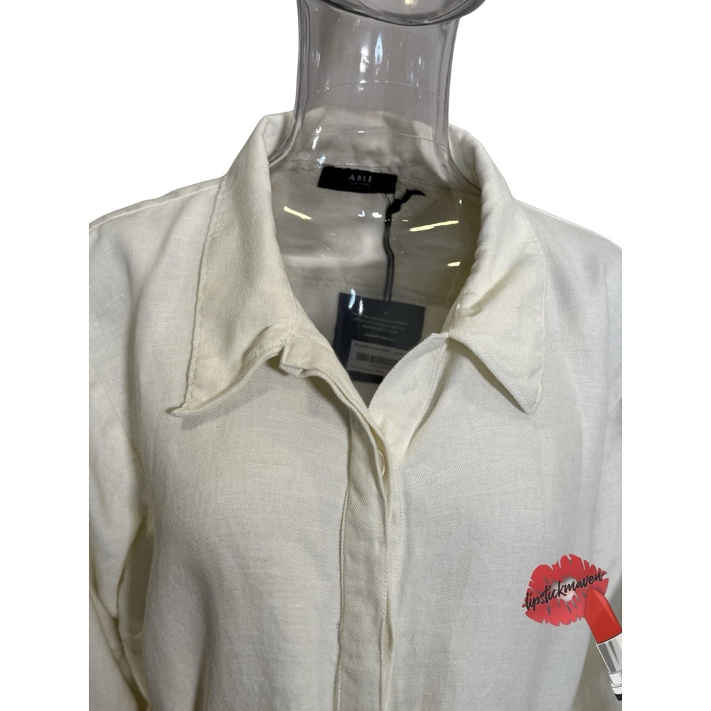 Able Charlyn Jumpsuit Women Large Cream Antique White Button Down One Piece NWT - Picture 7 of 16